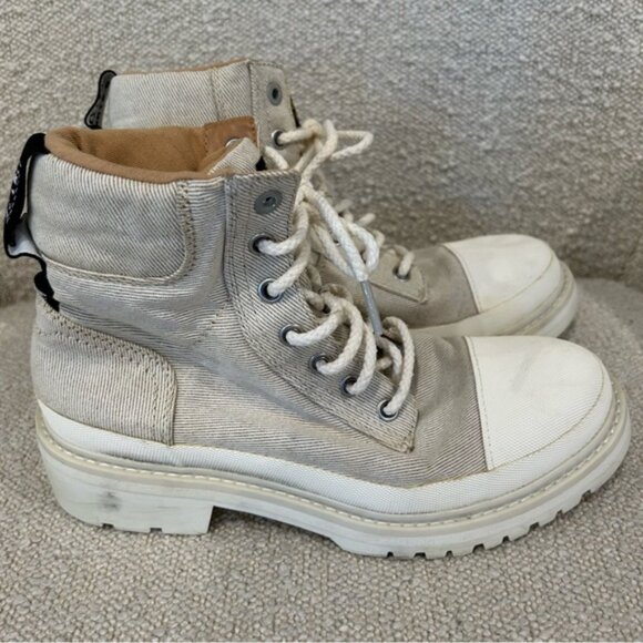 G-Star Women’s Aefon Lace Up Combat Boots Beige Ecru - Picture 6 of 11